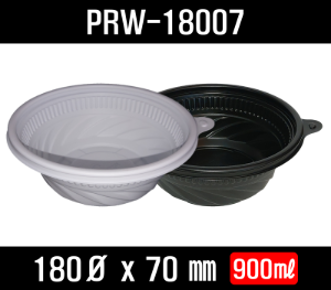 엔터팩 PSW-18007 300개 900ml 검정 흰색 냉면용기소 미니탕 원형용기