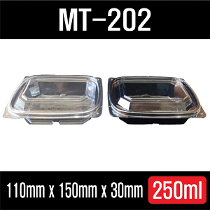 MT 202 투명 흑색 1000개 세트 일회용 반찬포장용기 샐러드포장용기 과일도시락 MT202 MT-202